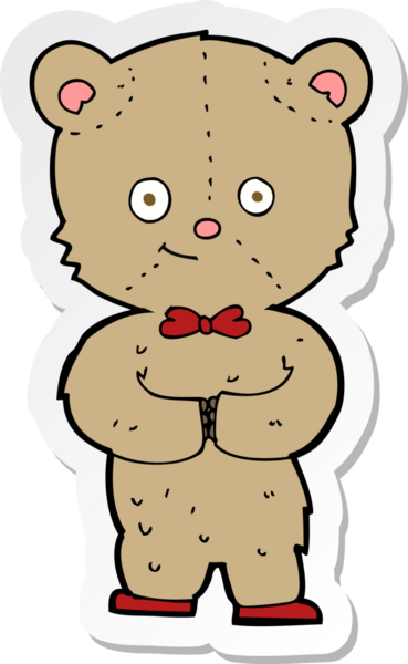 Bir insan tarafından çizilmiş oyuncak ayının çıkartması.