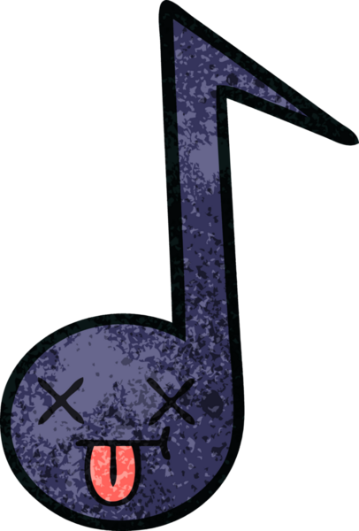 Bir insan tarafından çizilmiş müzikal notanın retro grunge desen karikatürü