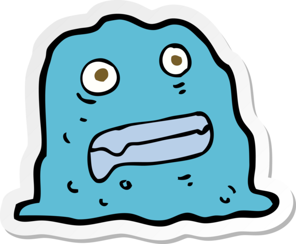 Bir insan tarafından çizilmiş sümüksü bir yaratığın çıkartması.