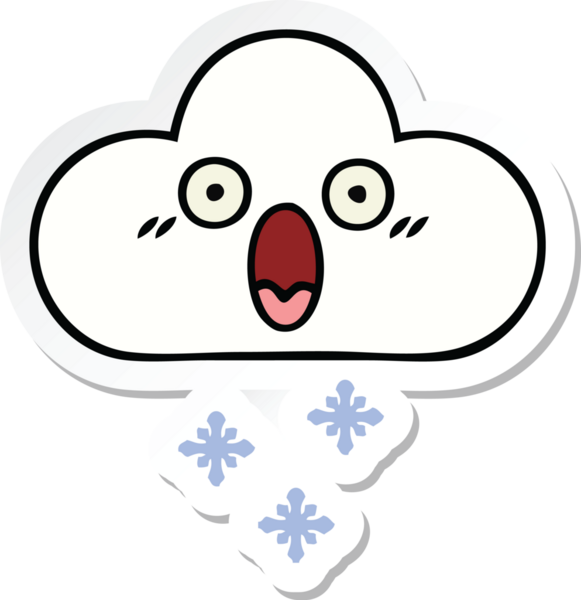 Bir insan tarafından çizilmiş şirin bir kar bulutunun çıkartması.