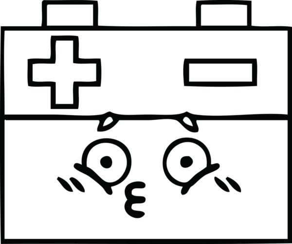 Bir insan tarafından çizilmiş araba aküsünün çizgi çizimi