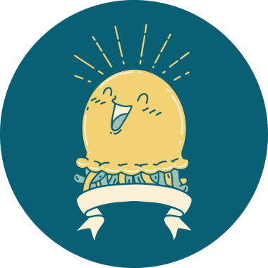 Bir insan tarafından çizilen mutlu denizanası dövmesi ikonu