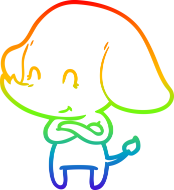 Gökkuşağı gradyan çizgisi bir insan tarafından çizilmiş şirin bir fil çizimi