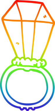 Bir insan tarafından çizilmiş bir nişan yüzüğünün gökkuşağı gradyanı çizimi