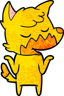 Bir insan tarafından çizilmiş tilki çizgi film karakteri