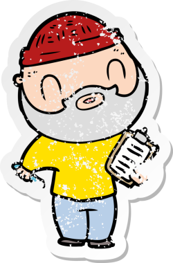 Bir insan tarafından çizilmiş sakallı bir adamın sıkıntılı çıkartması.