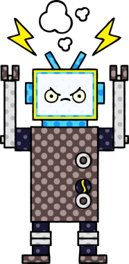 bir insan tarafından çizilmiş bir robotun çizgi roman tarzı