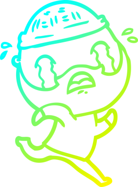 Bir insan tarafından çizilmiş ağlayan sakallı bir adamın çizdiği soğuk çizgi.