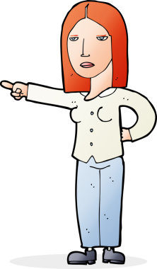 Bir insan tarafından çizilmiş çizgi film kadını.