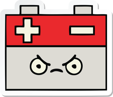 Bir insan tarafından çizilmiş şirin bir araba aküsünün çıkartması.