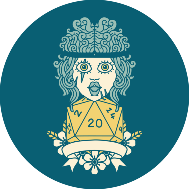 Retro Dövme Tarzı İnsan Barbarlığı Bir insan tarafından çizilmiş 20 zar ile