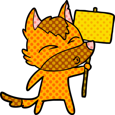 Bir insan tarafından çizilmiş tilki çizgi film karakteri