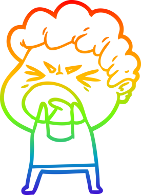 Bir insan tarafından çizilmiş öfkeli bir adamın çizdiği gökkuşağı gradyan çizgisi.