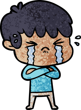 Bir insan tarafından çizilmiş ağlayan çizgi film çocuğu.