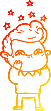 Bir insan tarafından çizilmiş, heyecanlı bir çizgi film çizimi.