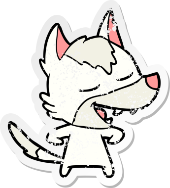 Bir insan tarafından çizilmiş bir karikatür kurdunun sıkıntılı çıkartması.