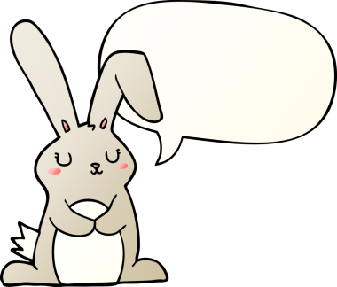 Bir insan tarafından çizilmiş, konuşma baloncuklu çizgi film tavşanı.