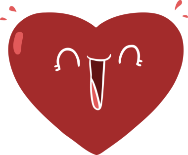 Bir insan tarafından çizilmiş düz renk çizgi film mutlu kalp