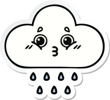 Bir insan tarafından çizilmiş şirin bir yağmur bulutunun çıkartması.