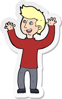 Bir insan tarafından çizilmiş mutlu bir adamın çıkartması.