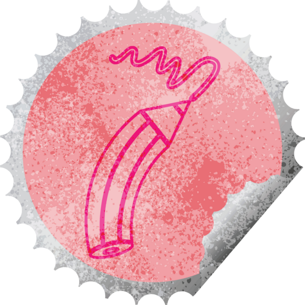 Bir insan tarafından çizilmiş dairesel kabuk soyma etiketi.