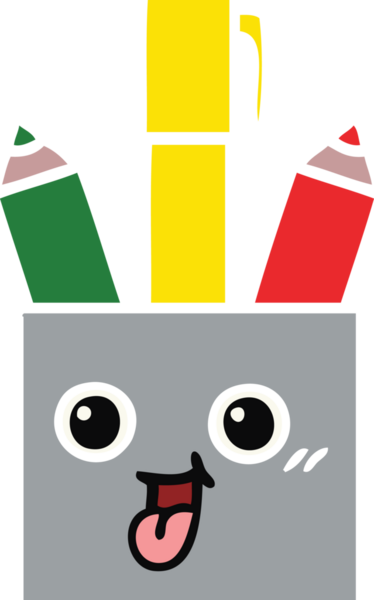 Bir insan tarafından çizilmiş bir kalem tenceresinin düz renkli retro karikatürü