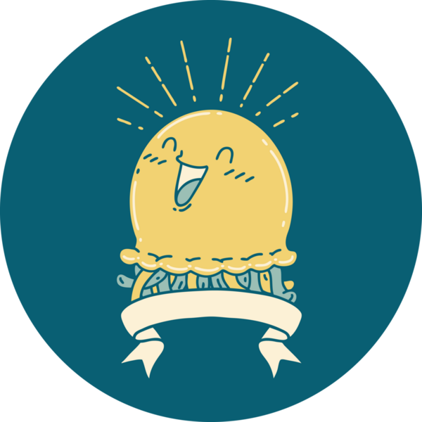 Bir insan tarafından çizilen mutlu denizanası dövmesi ikonu