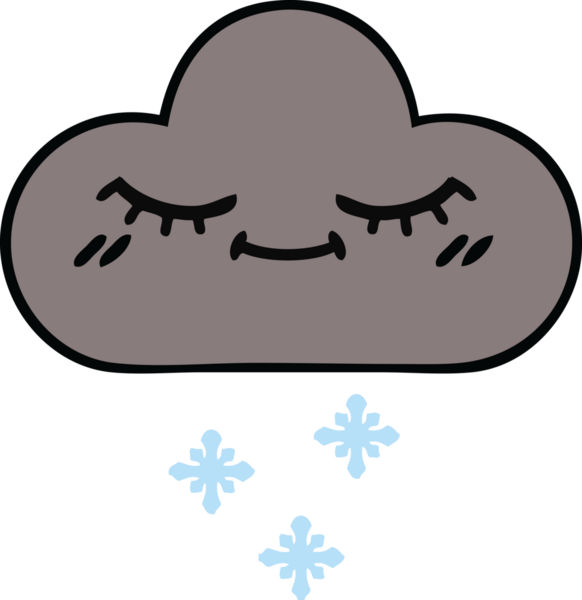 Bir insan tarafından çizilmiş kar bulutunun sevimli karikatürü.