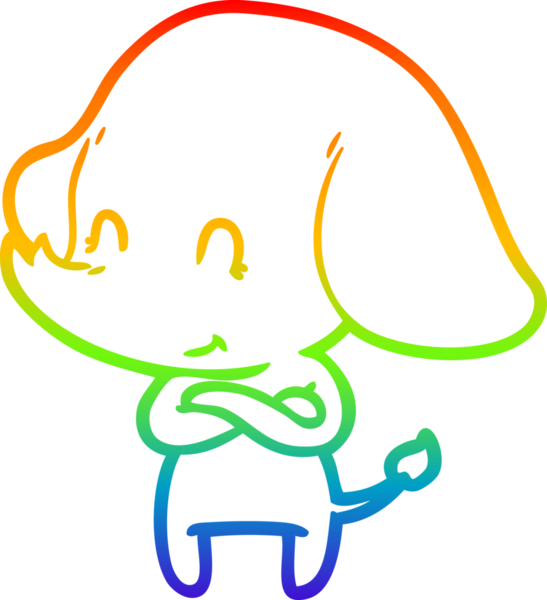 Gökkuşağı gradyan çizgisi bir insan tarafından çizilmiş şirin bir fil çizimi