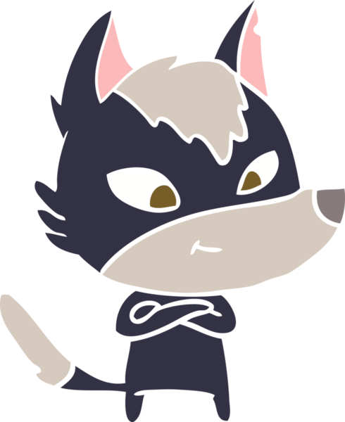 Bir insan tarafından çizilmiş düz renkli çizgi film kurdu.