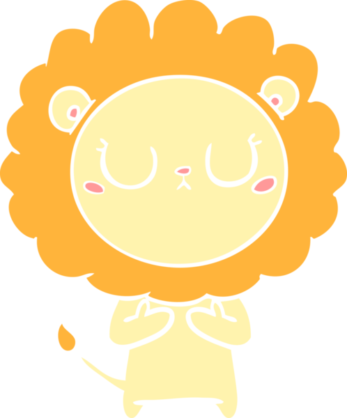 Bir insan tarafından çizilmiş düz renkli çizgi film aslanı