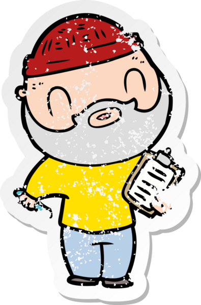 Bir insan tarafından çizilmiş sakallı bir adamın sıkıntılı çıkartması.