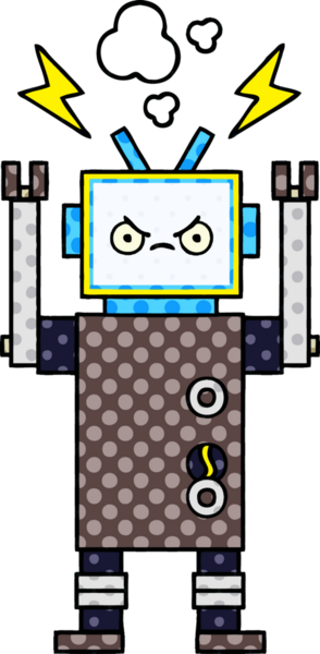 bir insan tarafından çizilmiş bir robotun çizgi roman tarzı