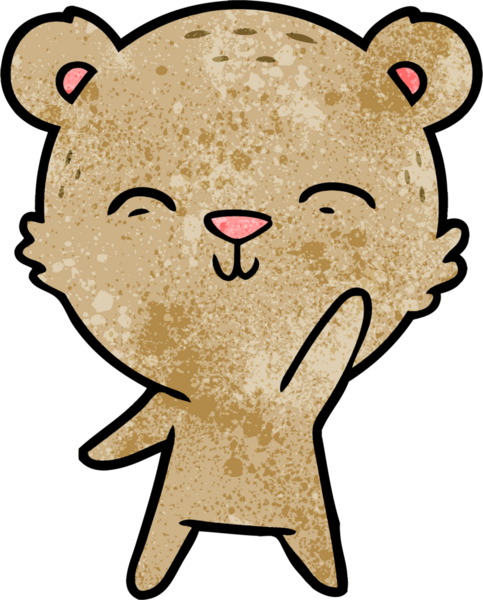 Bir insan tarafından çizilmiş mutlu çizgi film ayısı.