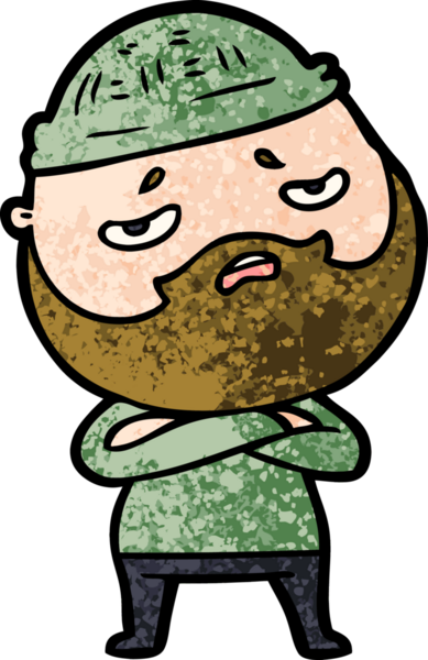 Bir insan tarafından çizilmiş sakallı endişeli bir adam.