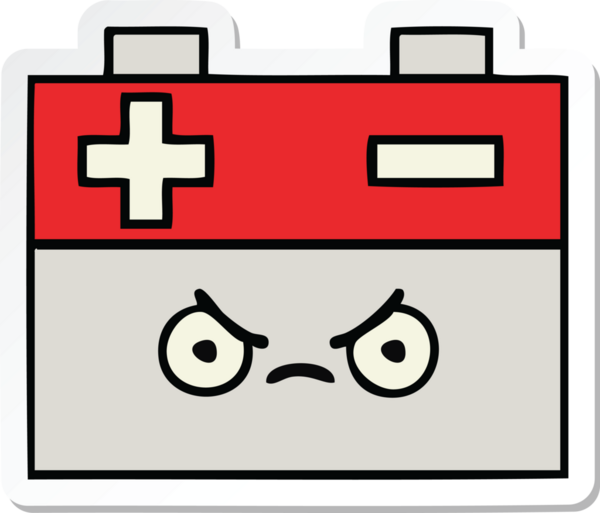 Bir insan tarafından çizilmiş şirin bir araba aküsünün çıkartması.