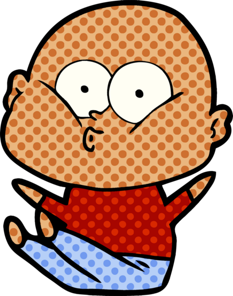 Bir insan tarafından çizilmiş kel bir adam.