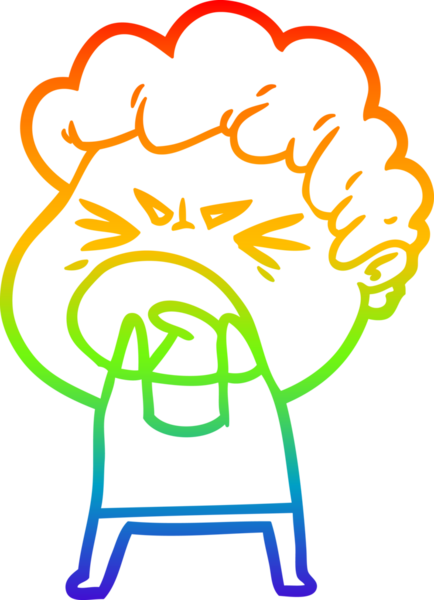 Bir insan tarafından çizilmiş öfkeli bir adamın çizdiği gökkuşağı gradyan çizgisi.