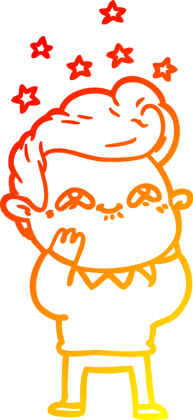 Bir insan tarafından çizilmiş, heyecanlı bir çizgi film çizimi.