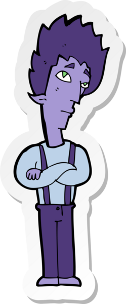 Bir insan tarafından çizilmiş bir vampirin çıkartması.