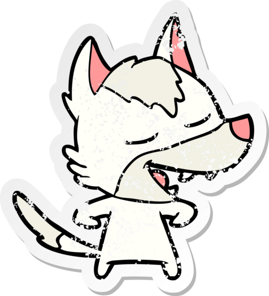 Bir insan tarafından çizilmiş bir karikatür kurdunun sıkıntılı çıkartması.