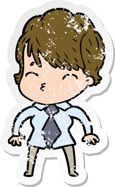 Bir insan tarafından çizilmiş bir karikatür kadının sıkıntılı çıkartması.