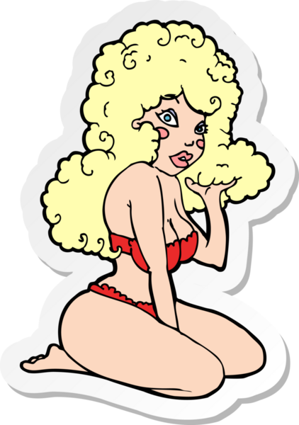 Bir insan tarafından çizilmiş bir karikatür mandallı kızın çıkartması.