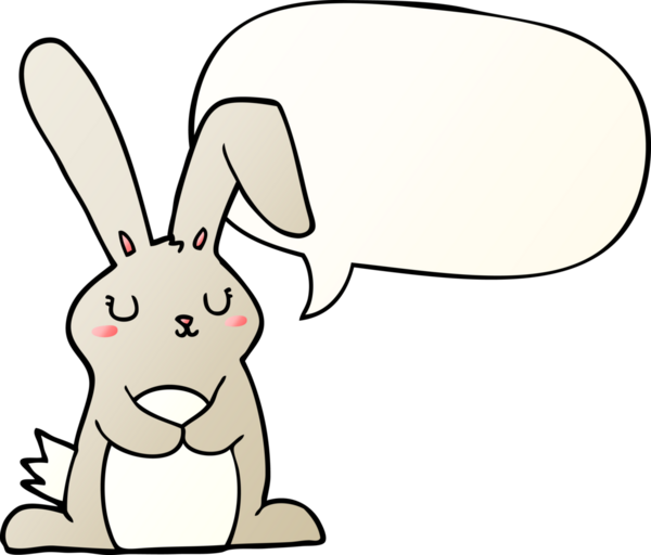 Bir insan tarafından çizilmiş, konuşma baloncuklu çizgi film tavşanı.