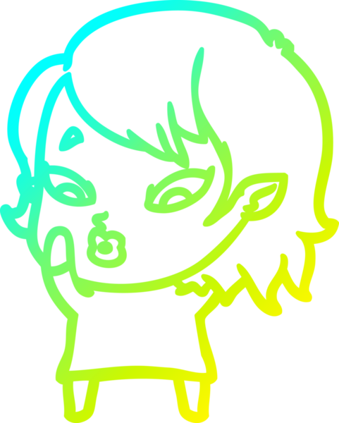 Soğuk gradyan çizgisi, bir insan tarafından çizilmiş şirin bir vampir kız çizgi filmi.