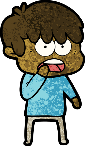 Bir insan tarafından çizilmiş endişeli çizgi film çocuğu.