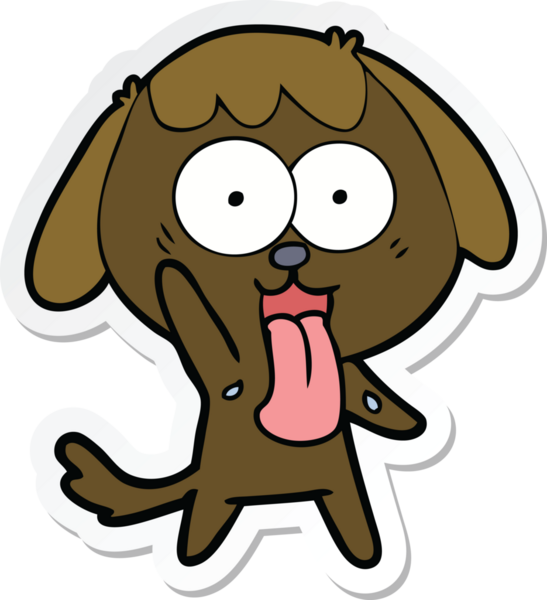 Bir insan tarafından çizilmiş şirin bir köpeğin çıkartması.