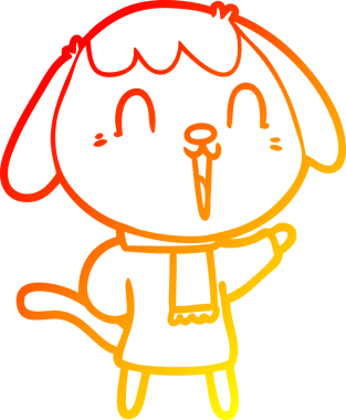 Bir insan tarafından çizilmiş sevimli bir köpeğin sıcak çizgi çizgisi.