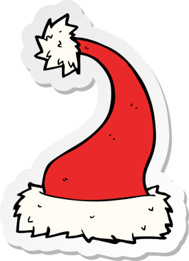 Bir insan tarafından çizilmiş bir Noel Baba şapkasının çıkartması.