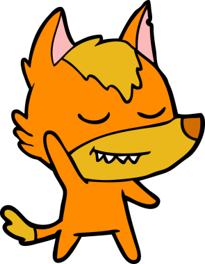 Bir insan tarafından çizilmiş tilki çizgi film karakteri